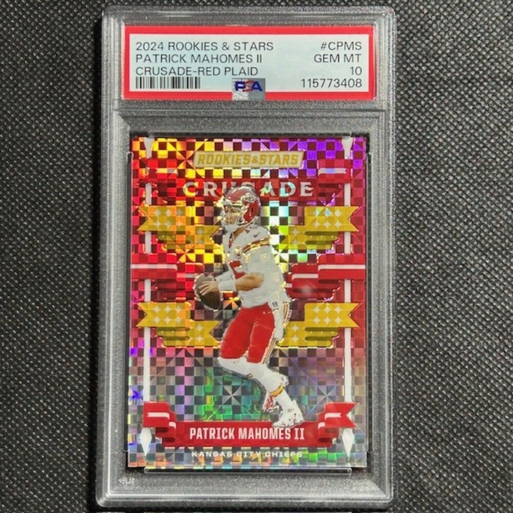 2024 PANINI ROOKIES & STARS CRUSADE PATRICK MAHOMES II RED PLAID PSA 10 GEM MINT